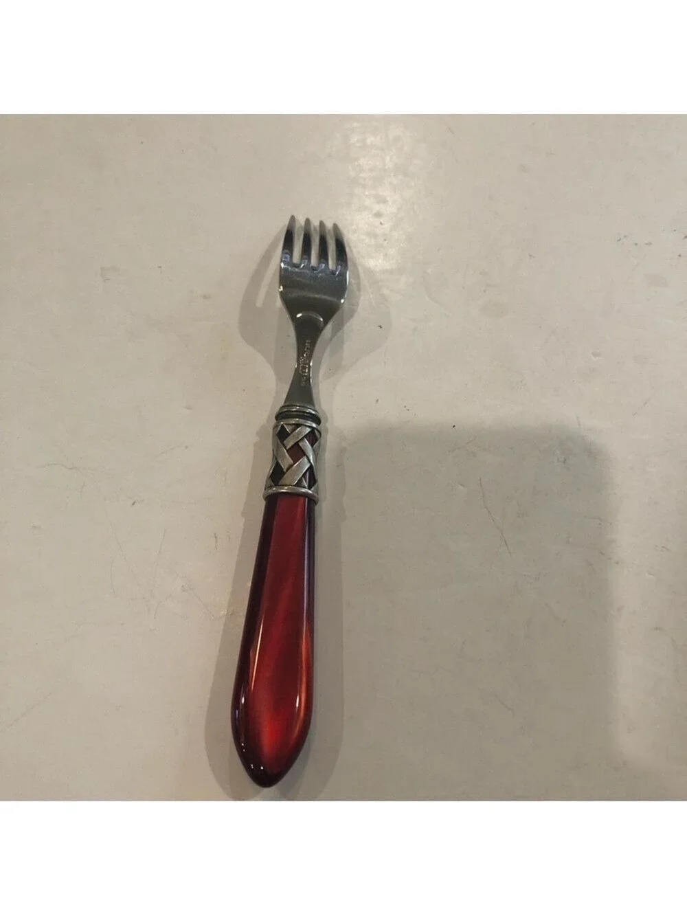 Bugatti for Vietri Aladdin salad fork. Red replacement ornate 18/10 stainless